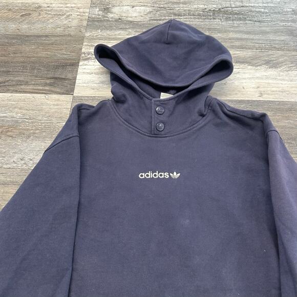 Adidas Originals Adibreak Future Blue Mens M Spell Out Logo Snap Pullover Hoodie - Picture 2 of 9